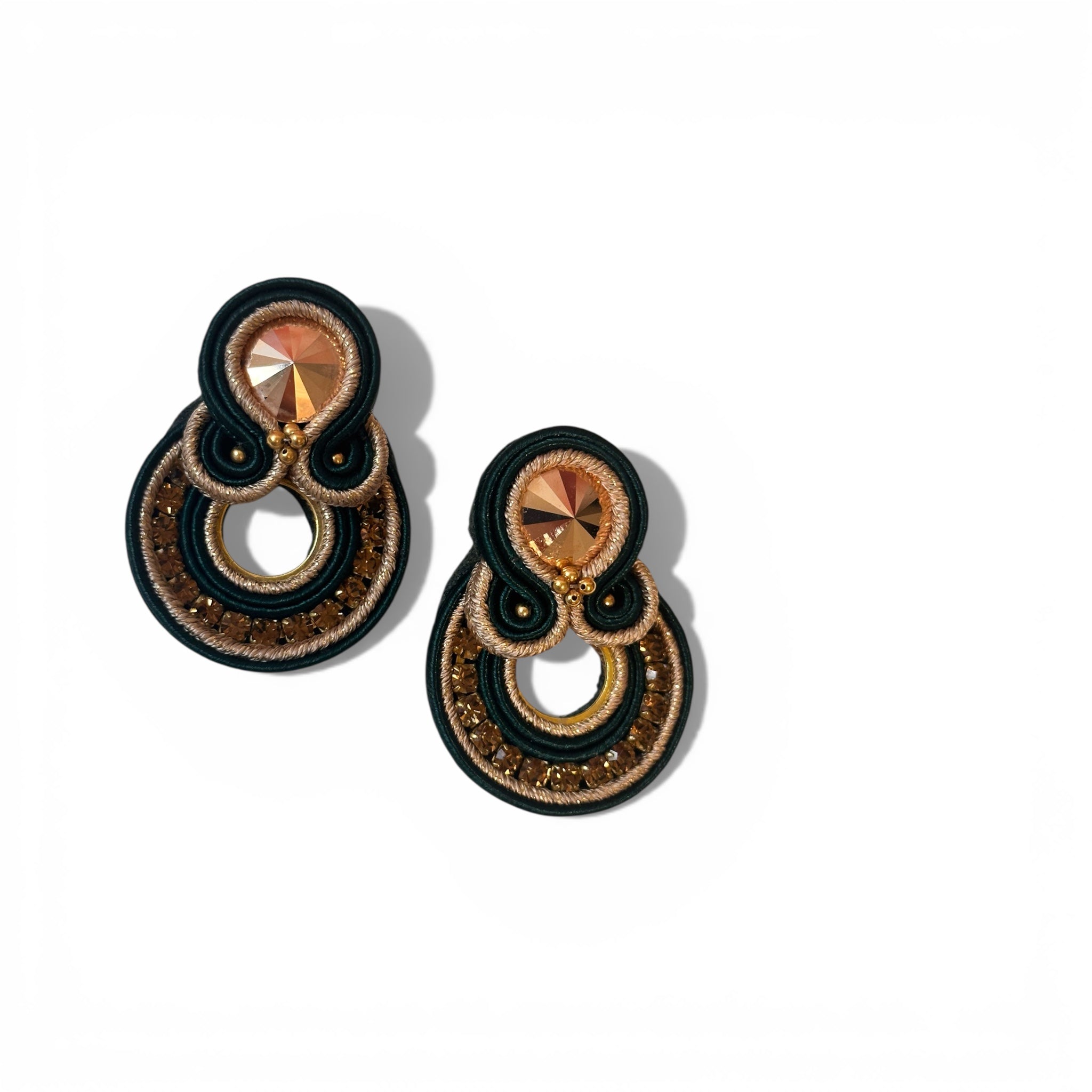 Emerald Gold – Orecchini Soutache Verde & Oro